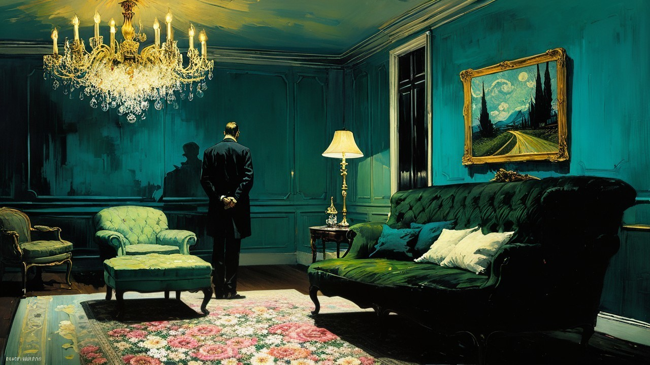 Lavish Room with Teal Hues and Elegant Furnishings