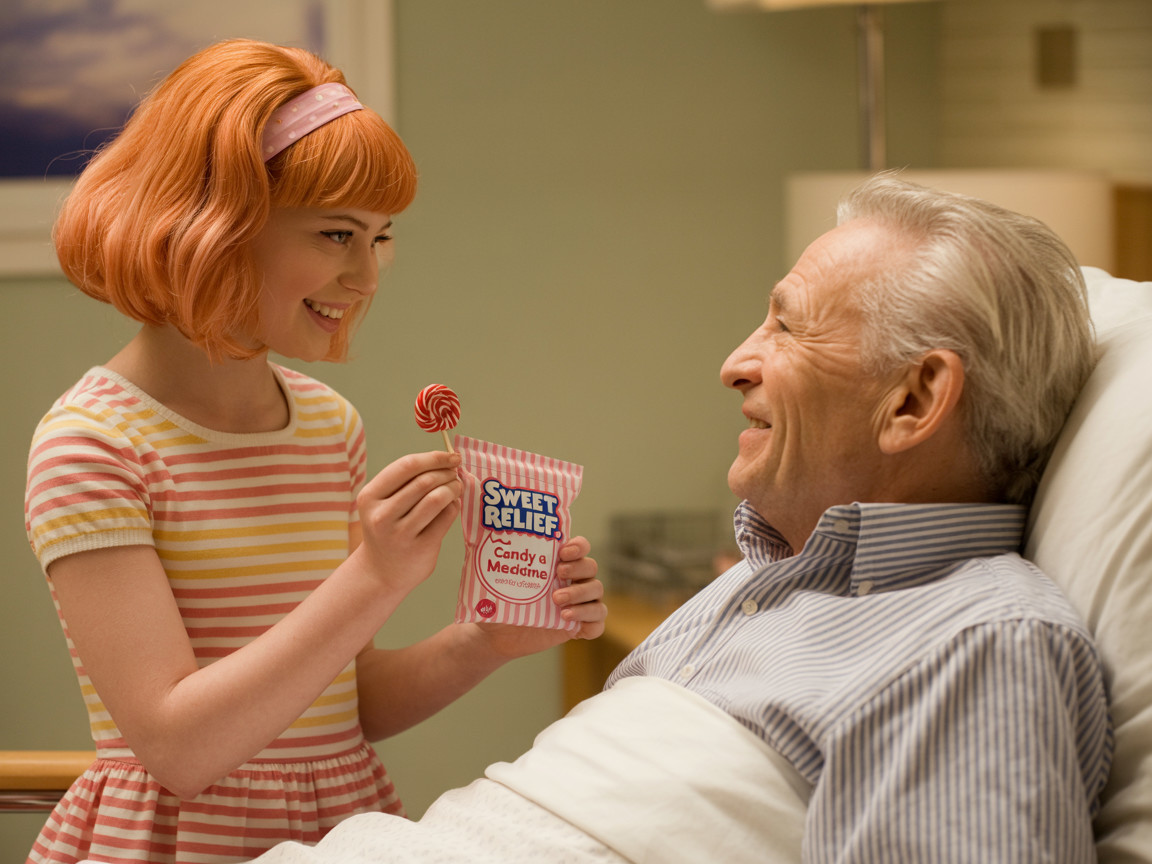 Young Girl Shares Lollipop with Elderly Man in Hospital