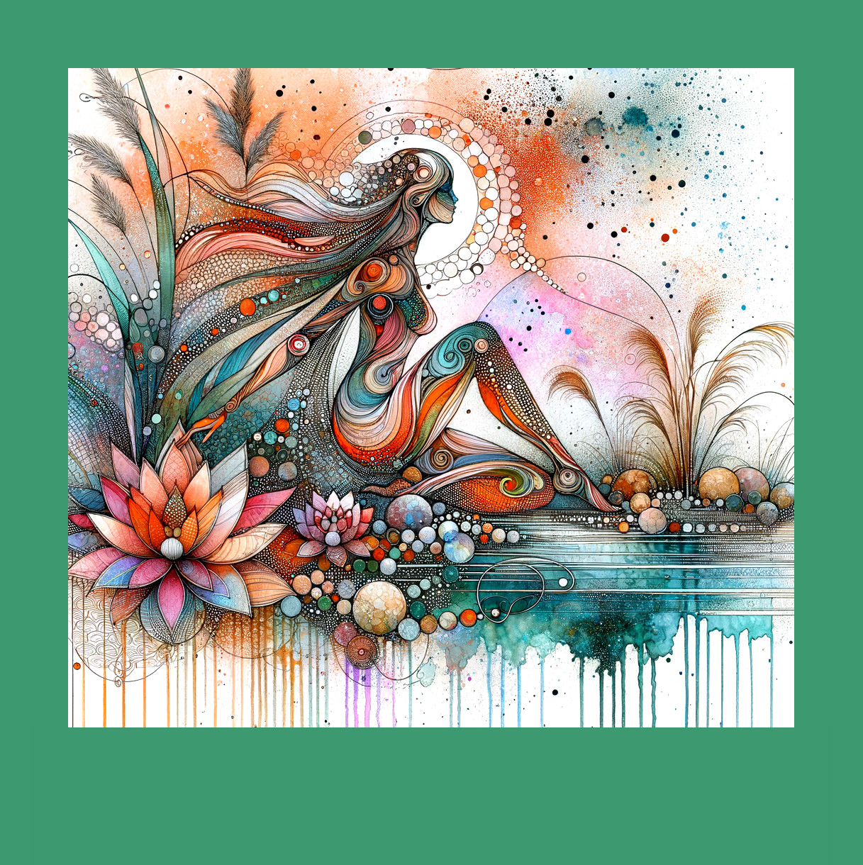 Colorful Abstract Illustration of Woman by Water