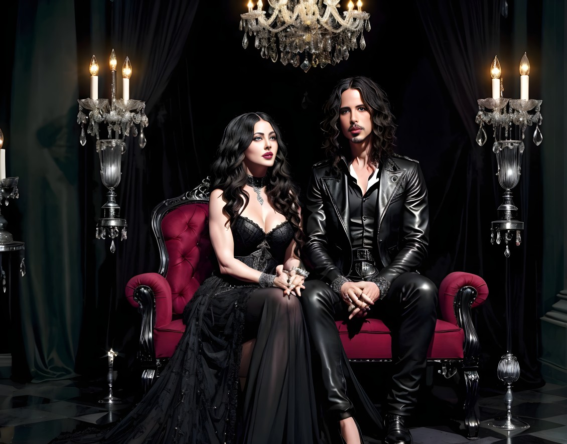 Elegantly Dressed Couple in Luxurious Setting