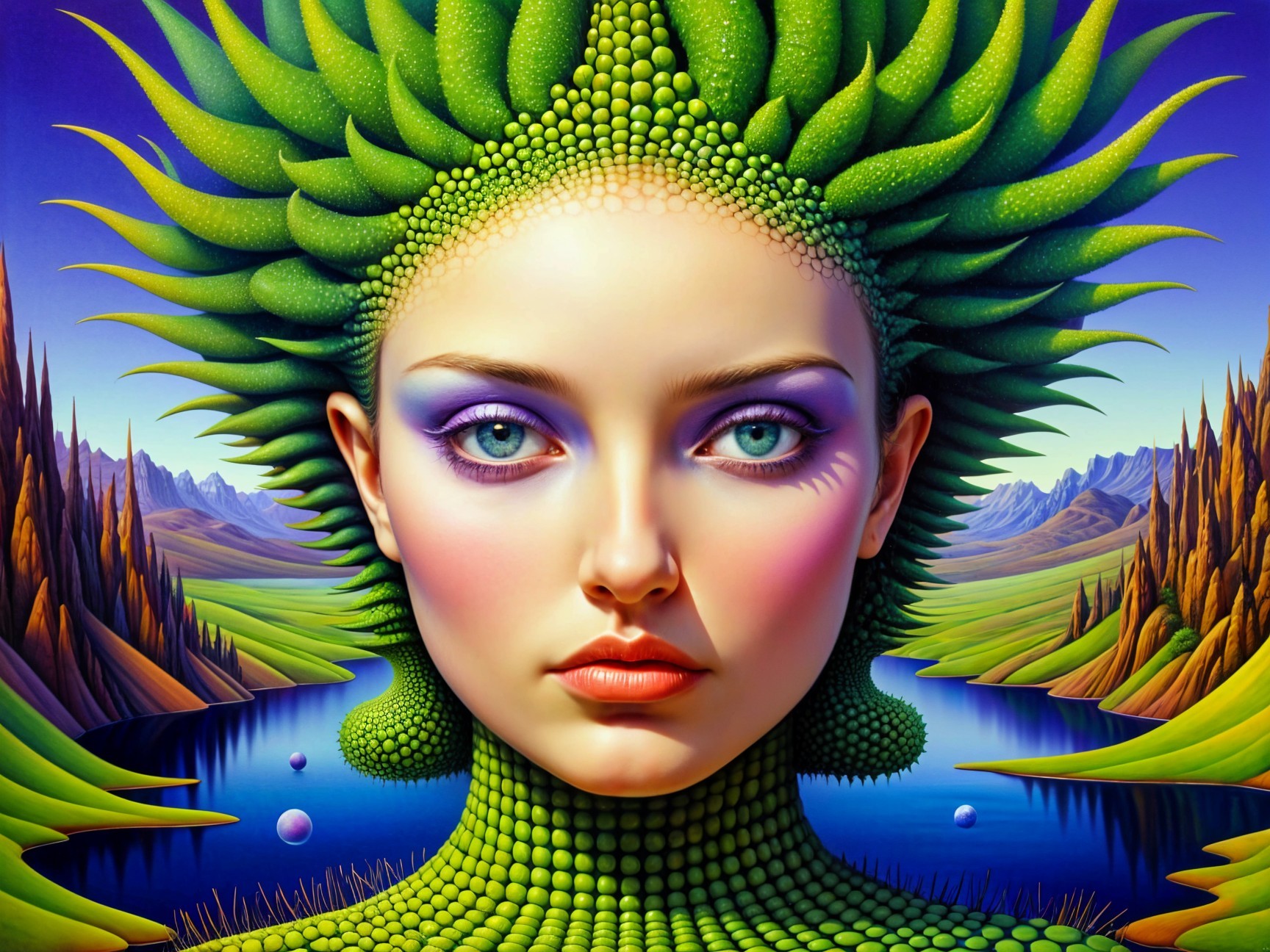 Surreal Portrait of a Woman with Textured Skin