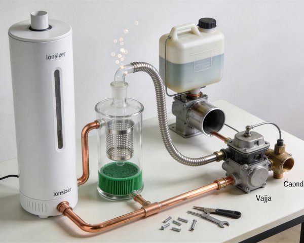 White Table Setup with Humidifier and Pump System