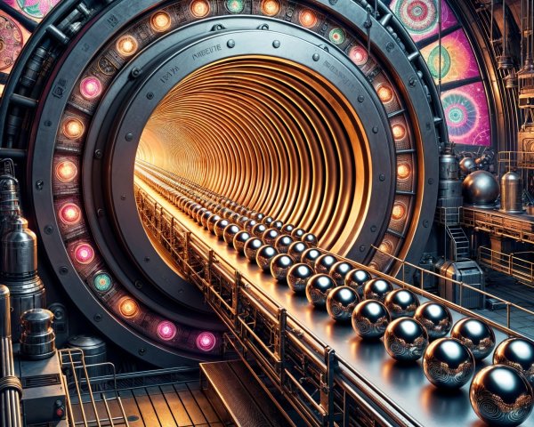Futuristic Industrial Tunnel with Shiny Spheres