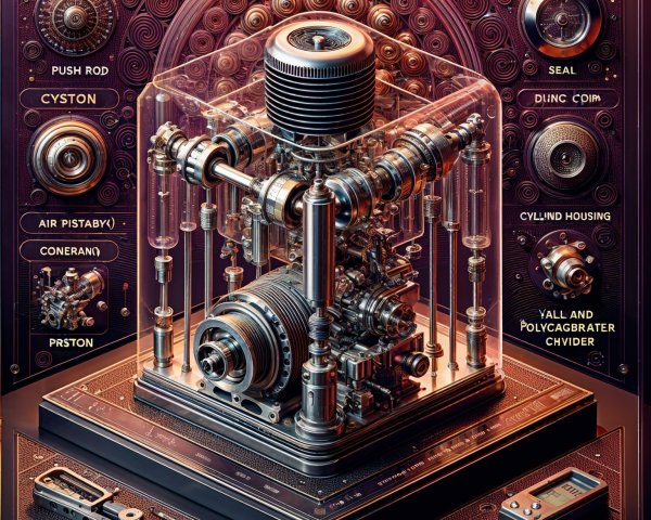 Detailed Steampunk Mechanical Assembly with Labels