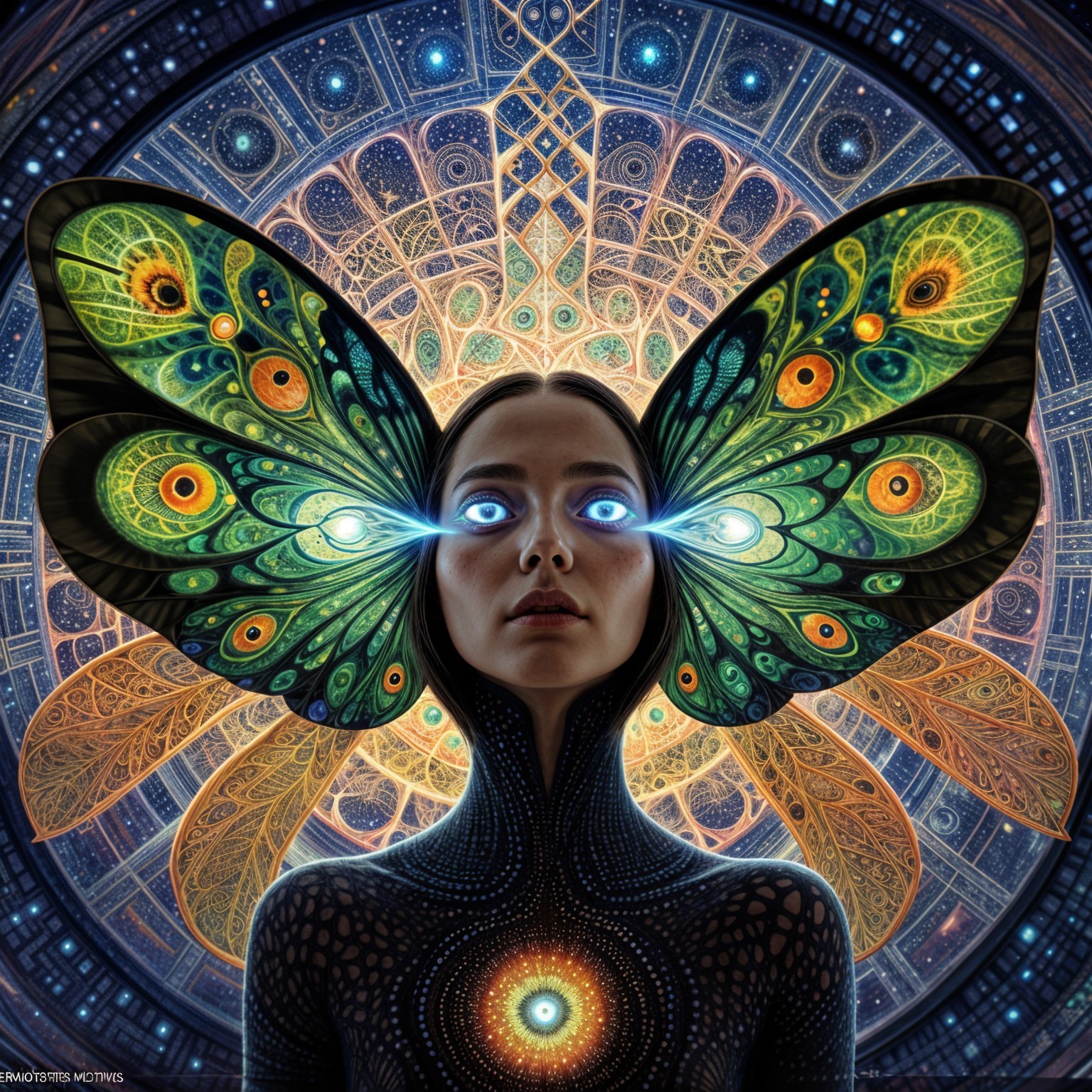 Surreal Portrait of Woman with Butterfly Wings