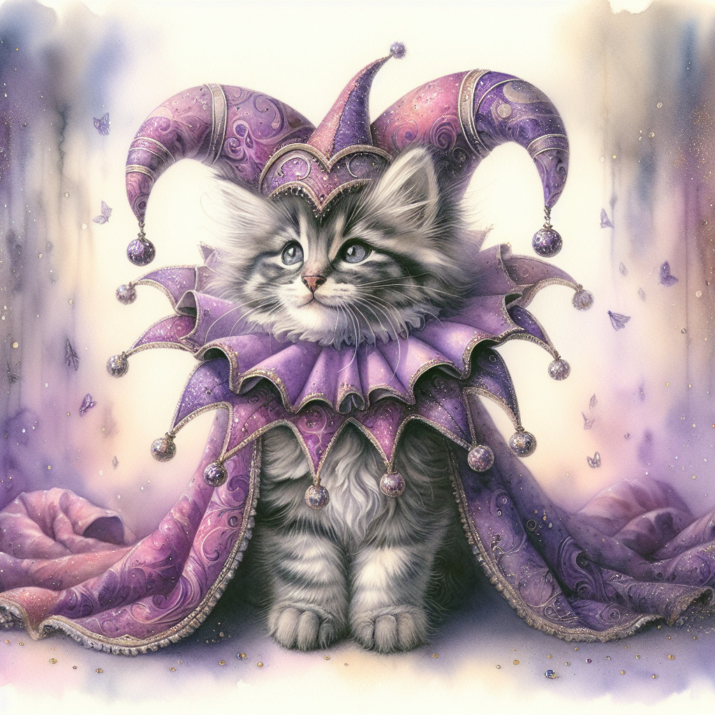 Playful Kitten in Whimsical Jester Costume