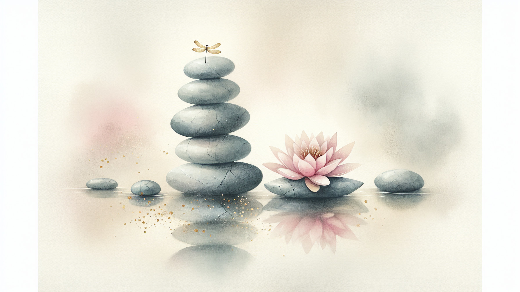 Serene Stacked Stones and Pink Lotus Flower Arrangement