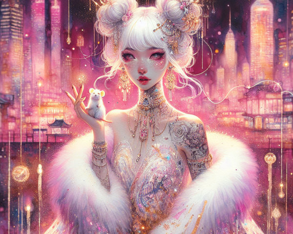 Fantasy Portrait of Young Woman with Pastel Hair