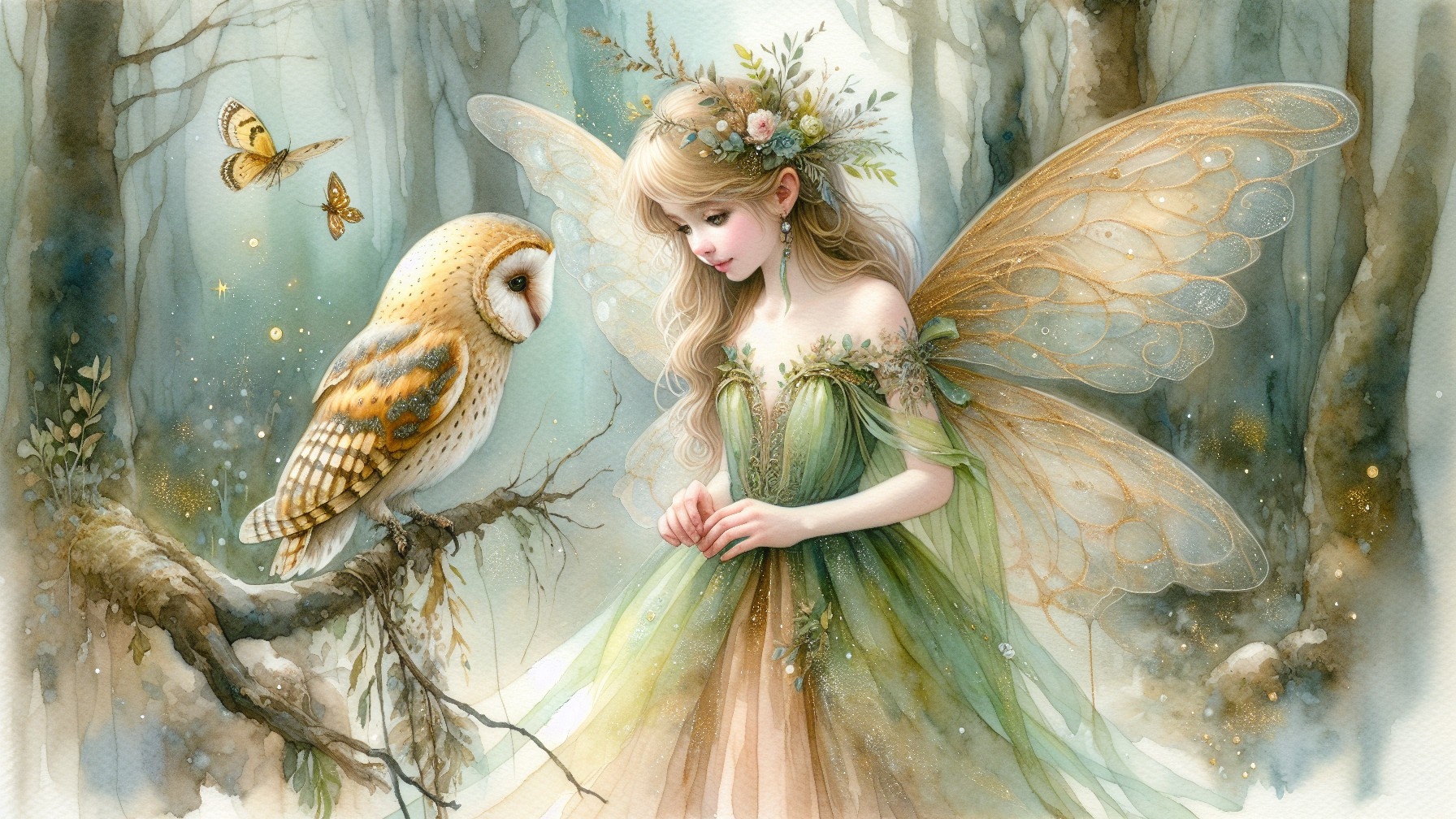 Fairy with Shimmering Wings in a Mystical Forest