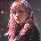 Portrait of a young woman with flowers and rich colors