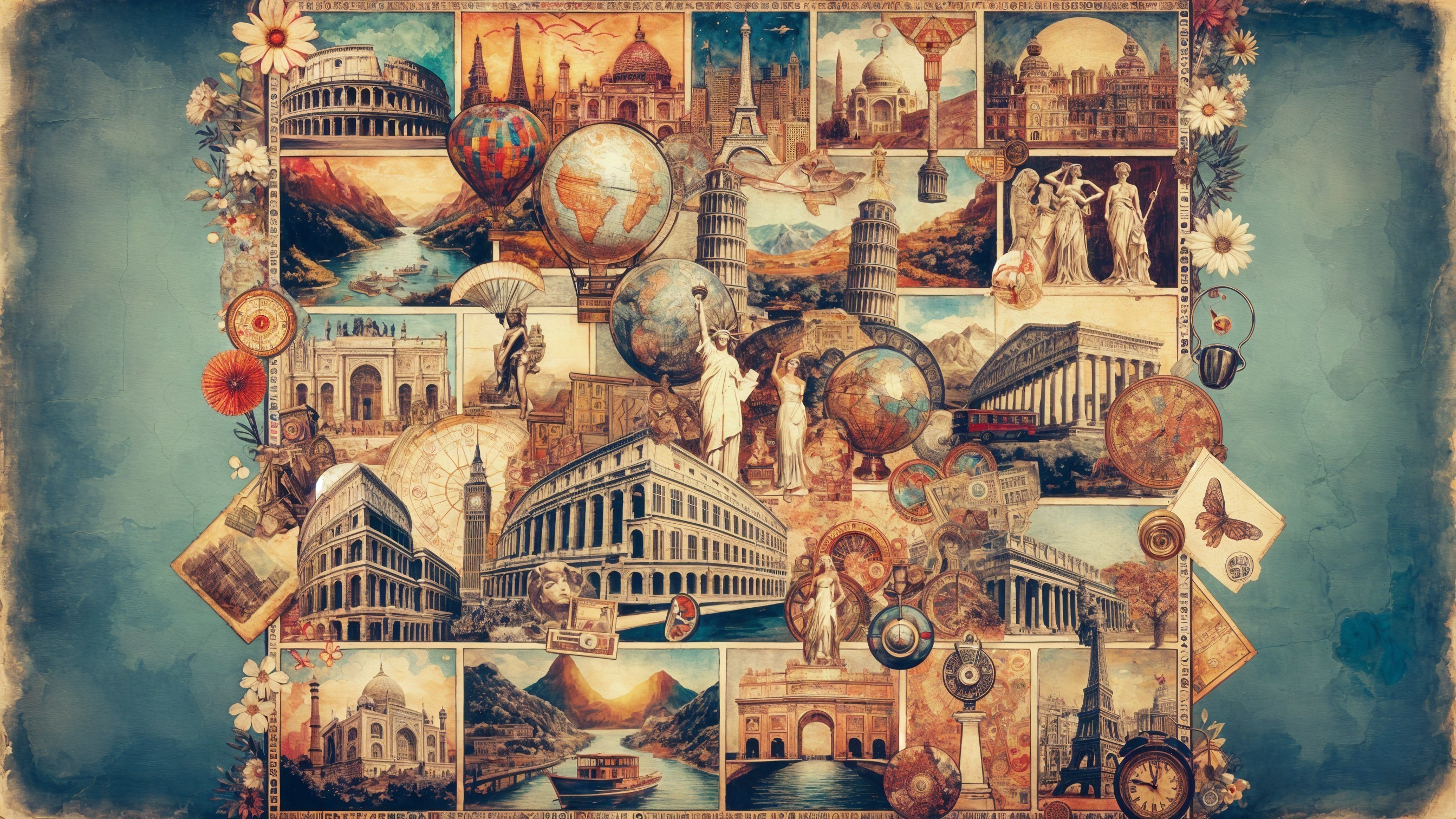 Vibrant Collage of Iconic Landmarks and Motifs