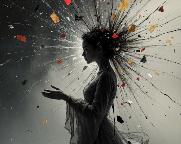 Silhouette of a woman with colorful explosion backdrop