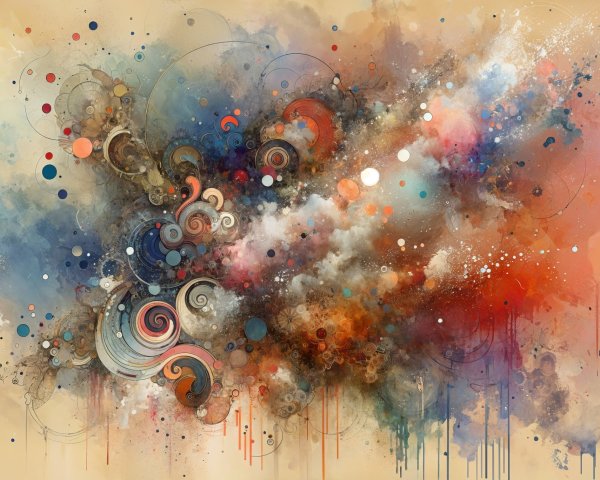Vibrant Abstract Composition with Swirling Colors