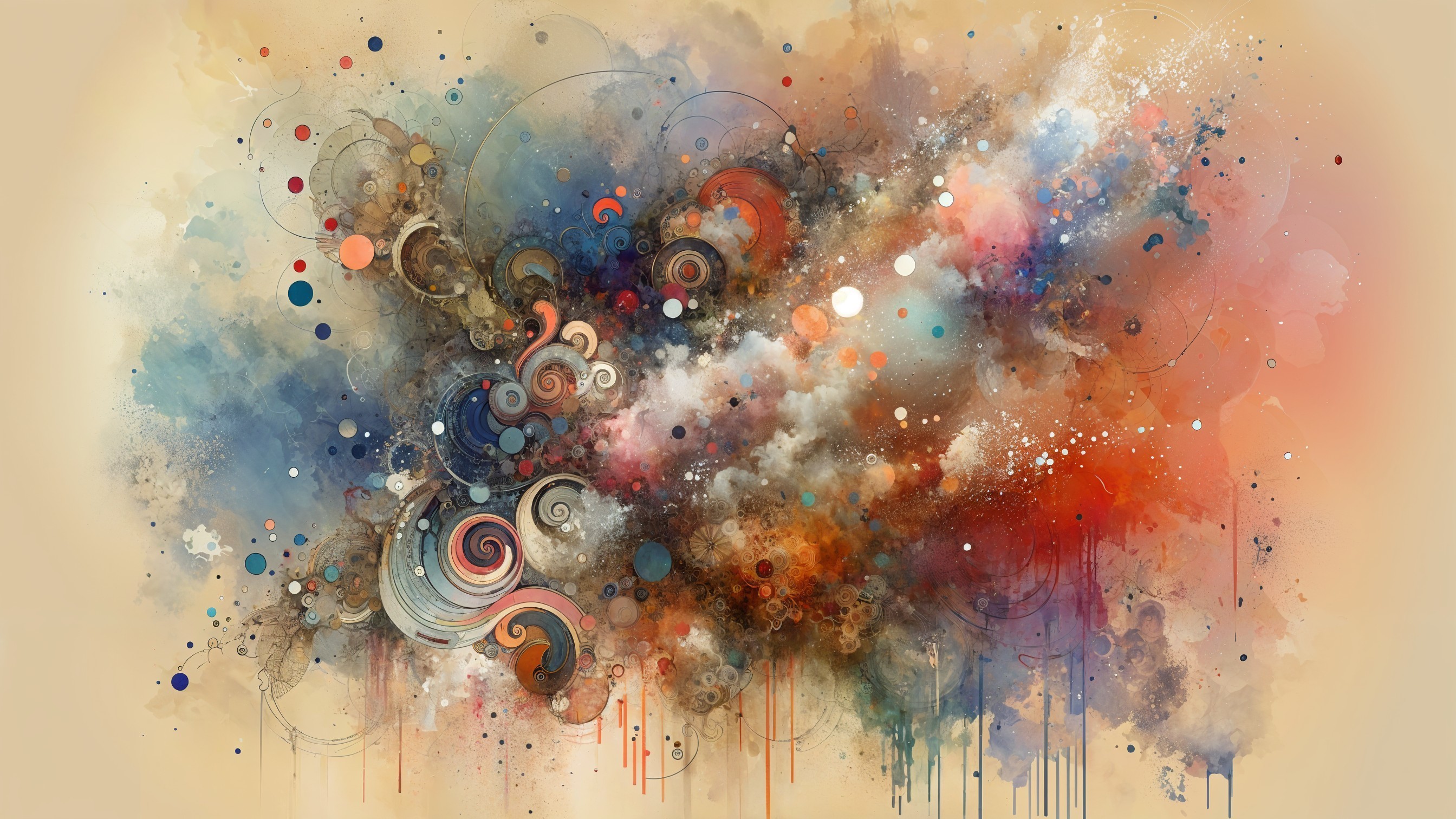 Vibrant Abstract Composition with Swirling Colors