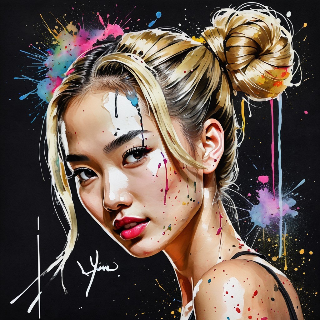 Portrait of a Young Woman with Colorful Face Paint
