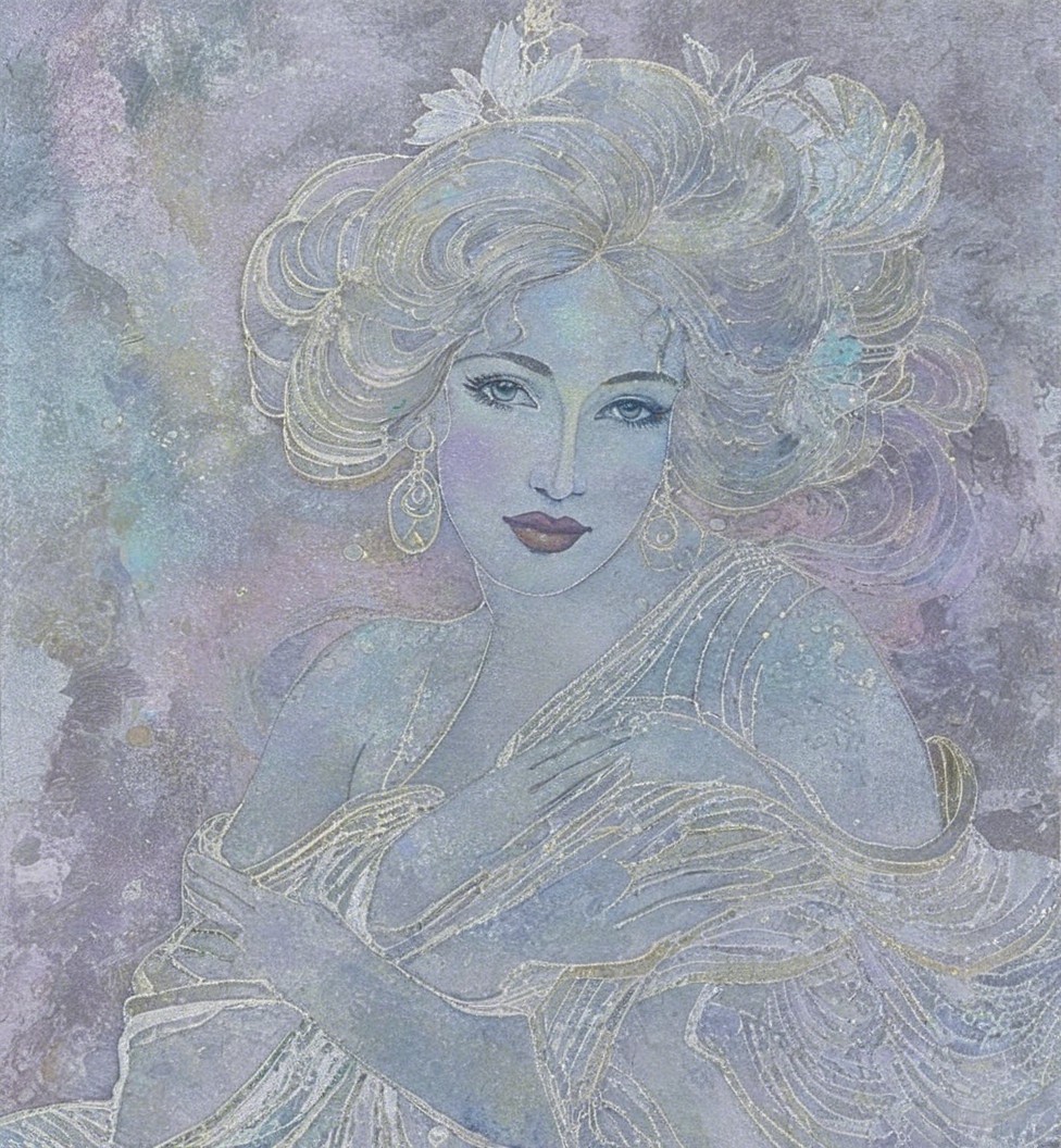 Stylized Portrait of a Woman with Pastel Accents