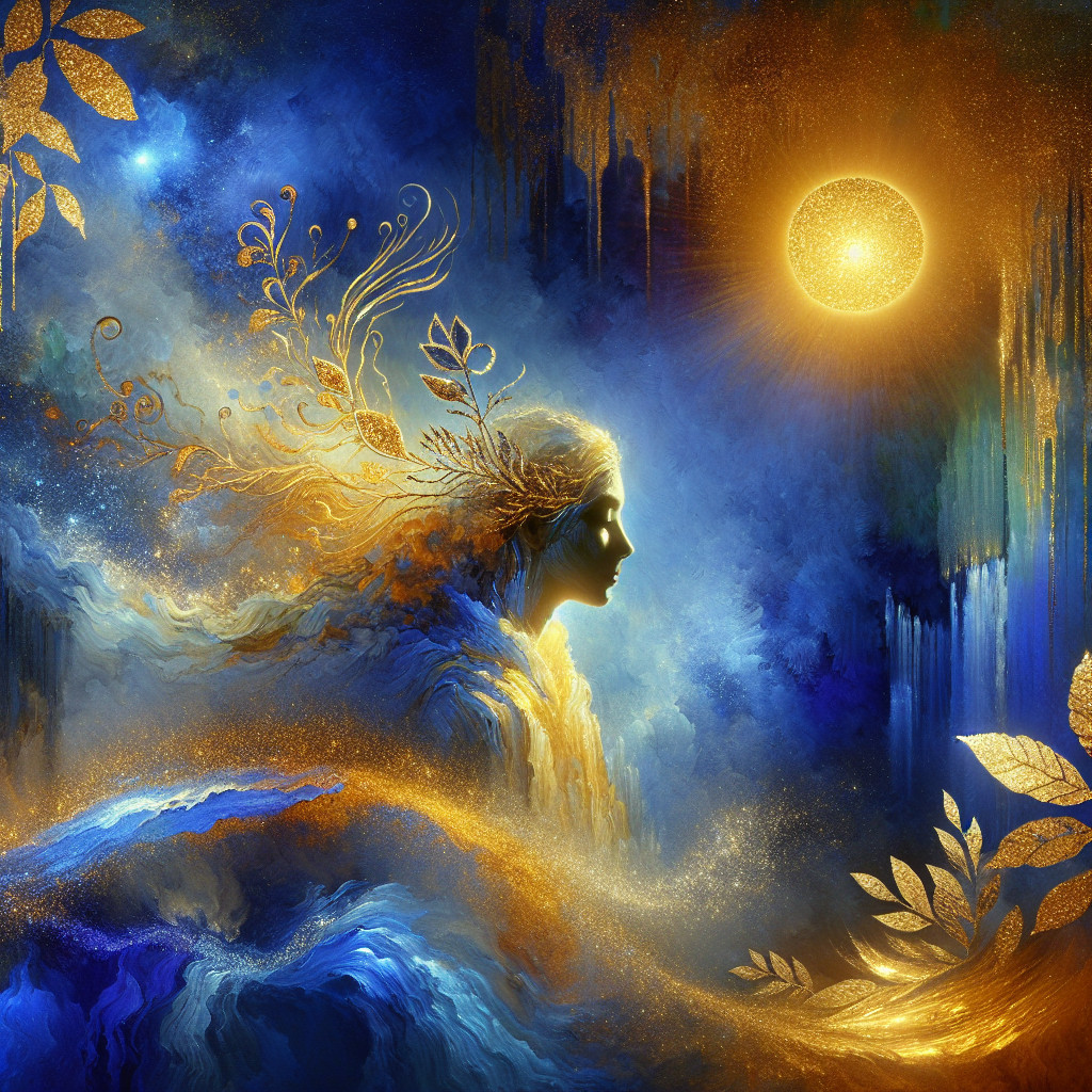 Mystical Figure with Flowing Hair in Enchanting Scene