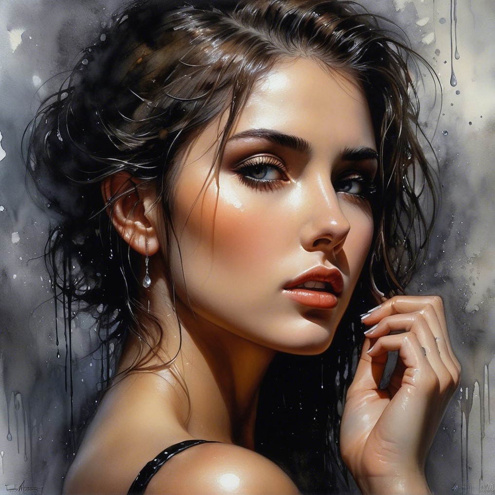 Portrait of a Young Woman with Tousled Hair and Glow