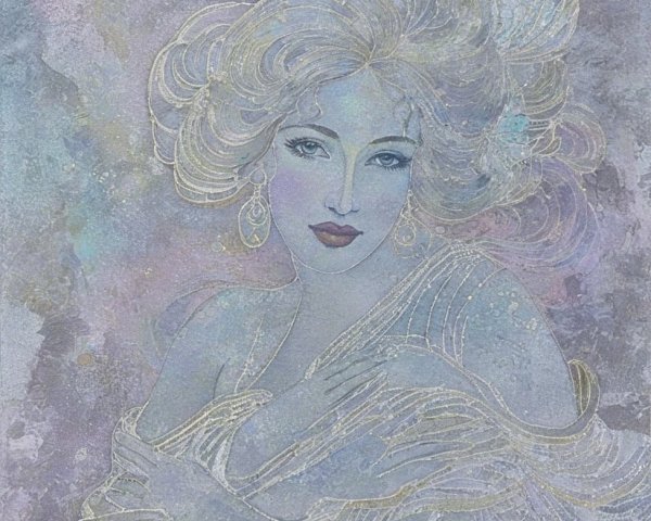 Stylized Portrait of a Woman with Pastel Accents