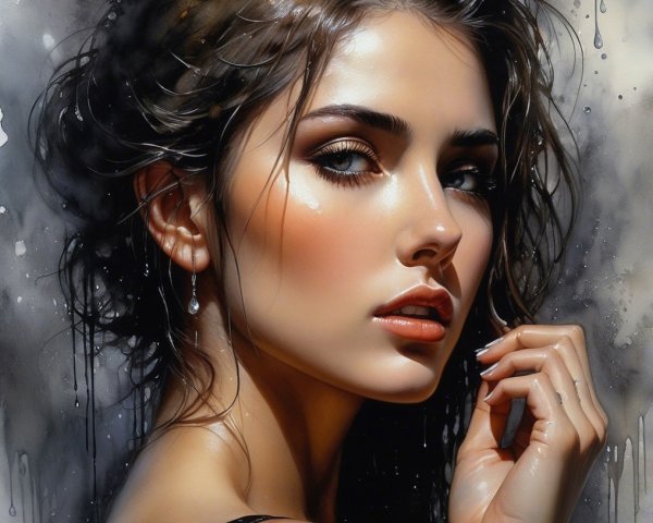 Portrait of a Young Woman with Tousled Hair and Glow