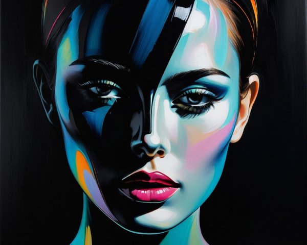 Portrait of a woman with abstract colors and patterns