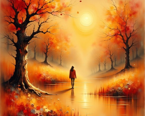 Autumn Landscape with Vibrant Foliage and Pathway