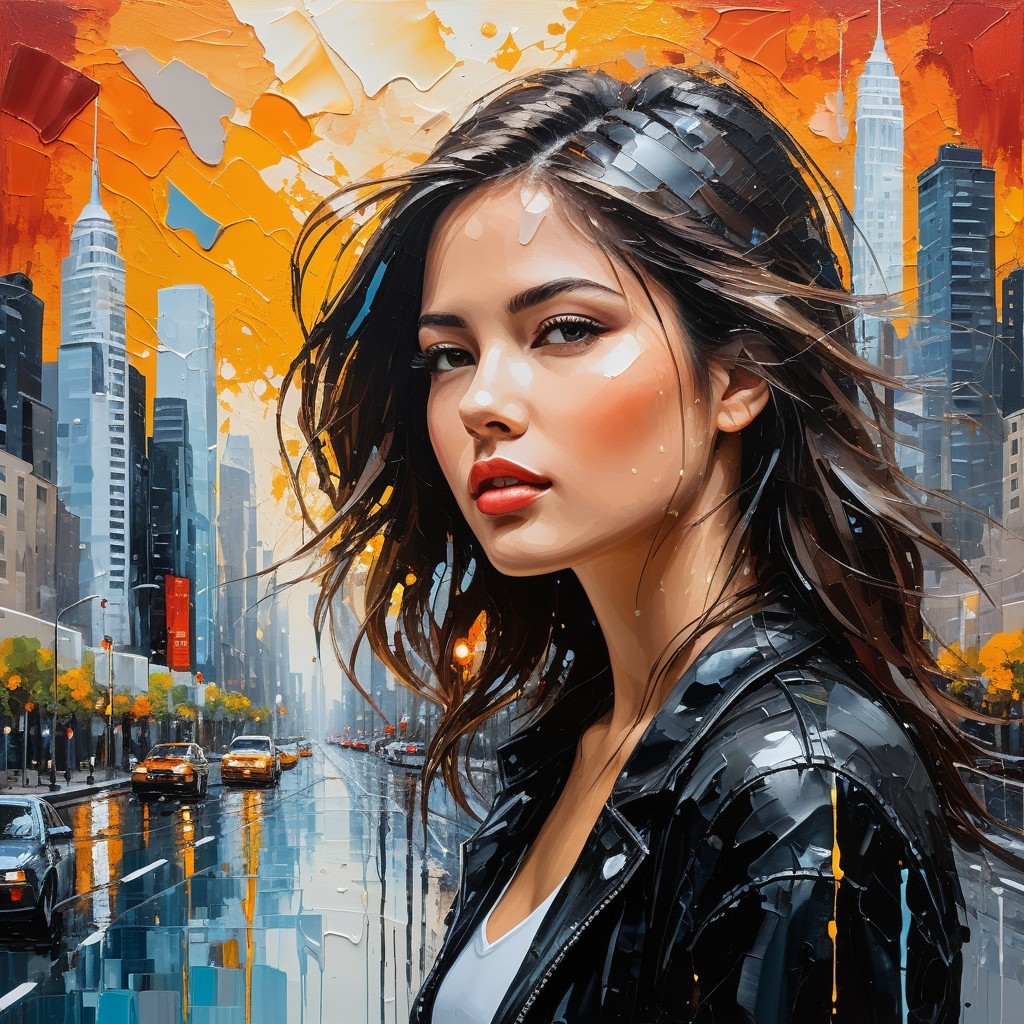 Portrait of a Young Woman in Urban Sunset Scene