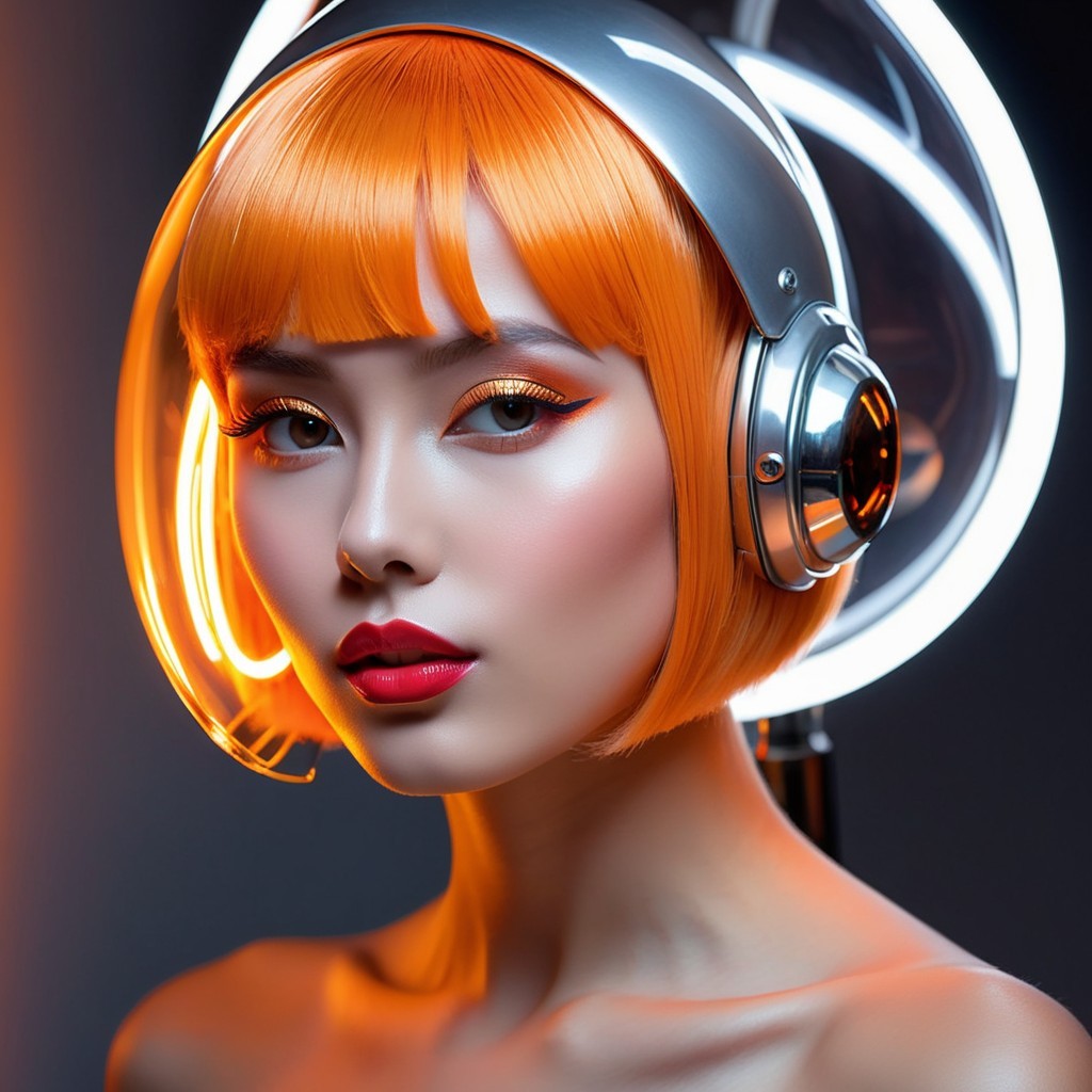 Portrait of a Young Woman with Orange Bob Haircut
