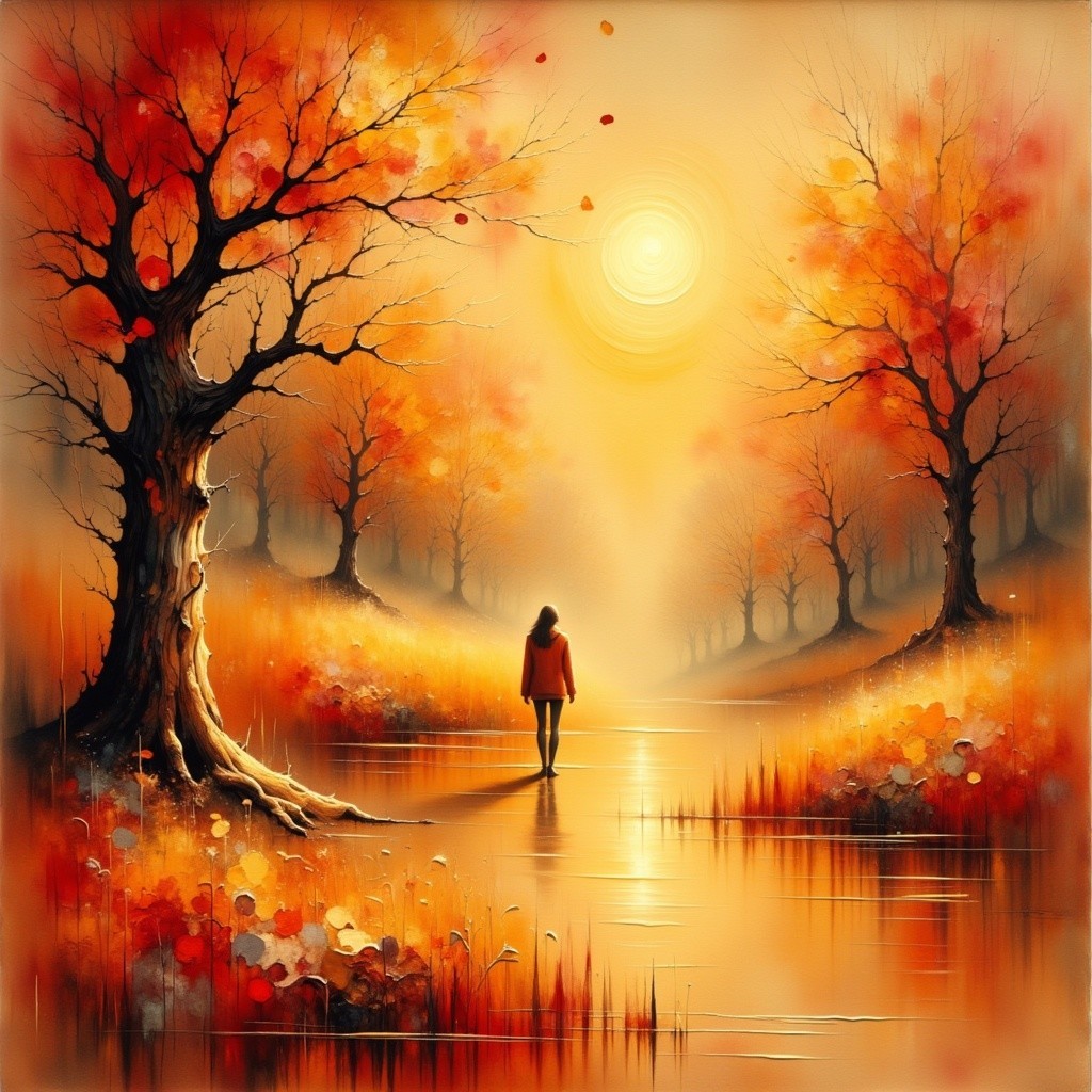 Autumn Landscape with Vibrant Foliage and Pathway