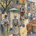 Vibrant Market Street in a Traditional Middle Eastern Village