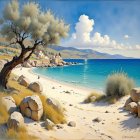 Tranquil Beach Scene with Golden Sand and Turquoise Waters