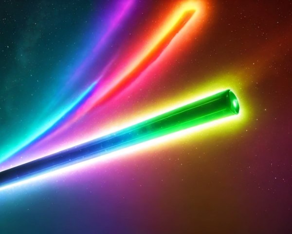 Colorful Light Beams on Starry Cosmic Background