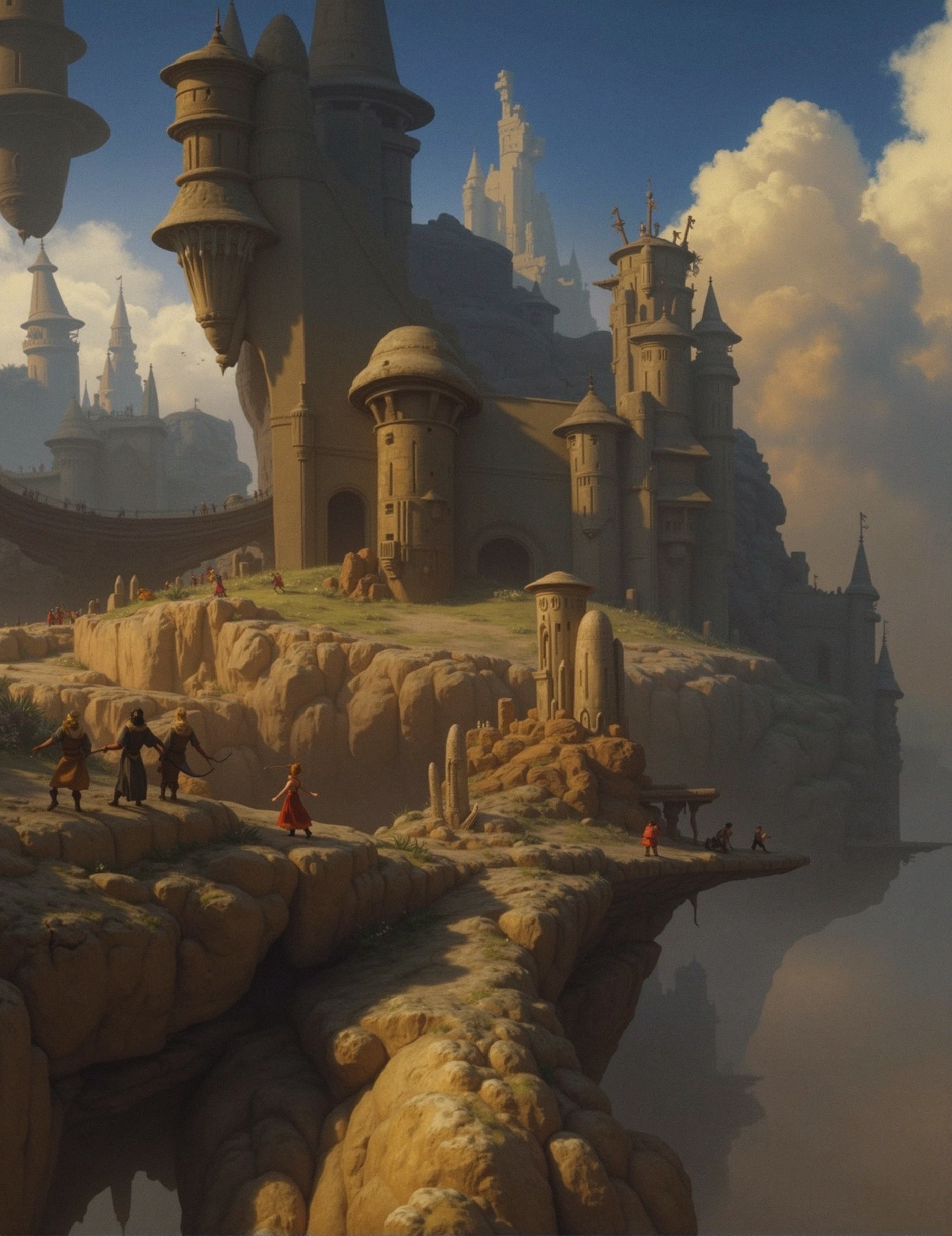 Fantastical Landscape with Castles and Cloudy Skies