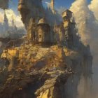 Fantastical Landscape with Castles and Cloudy Skies