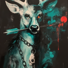 Artistic depiction of a deer with haunting features