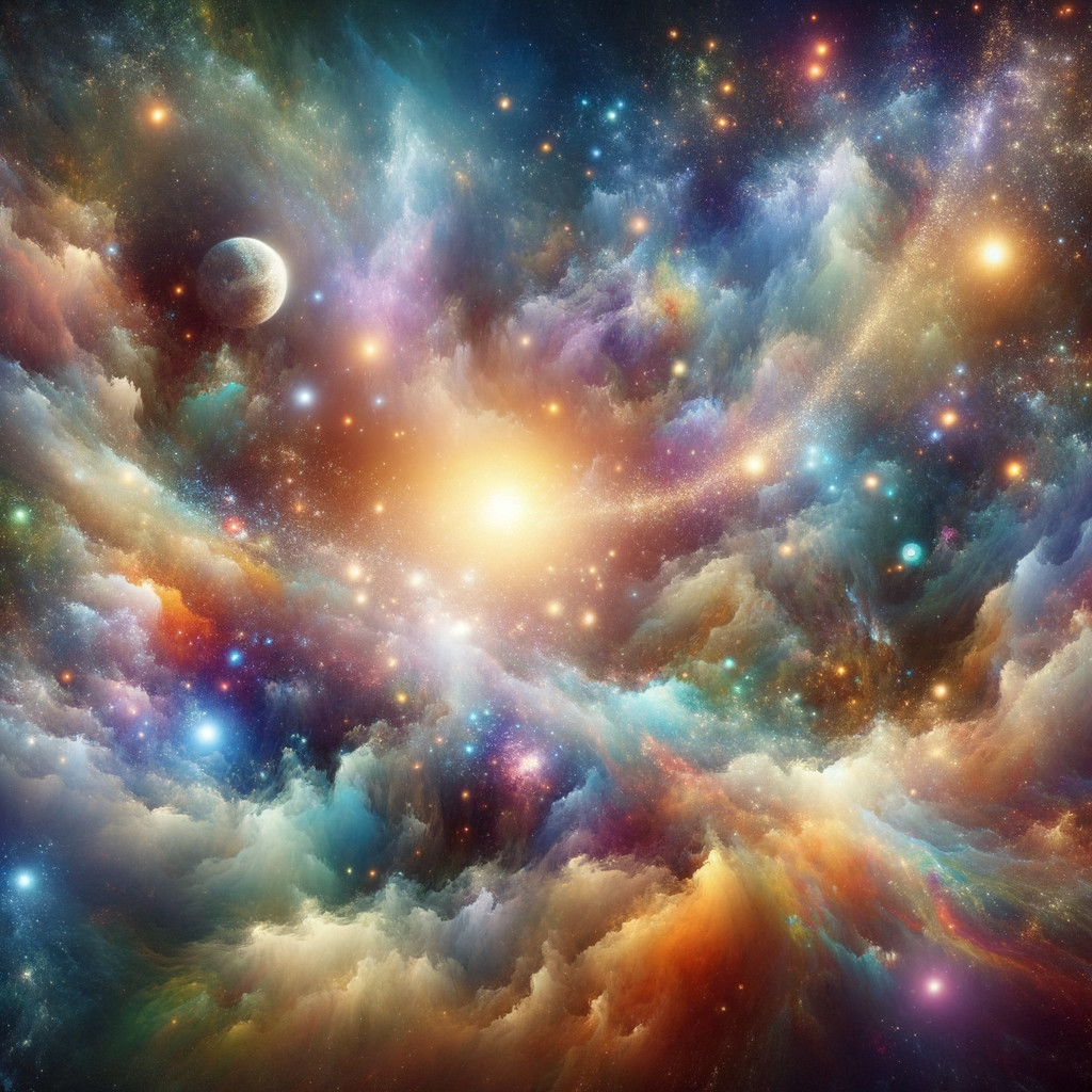 Vibrant Cosmic Scene with Nebulas and Twinkling Stars