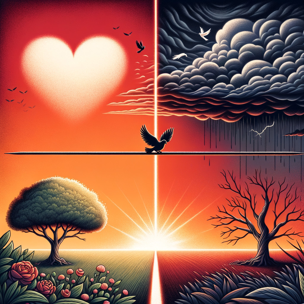 Split Landscape Artwork with Four Quadrants