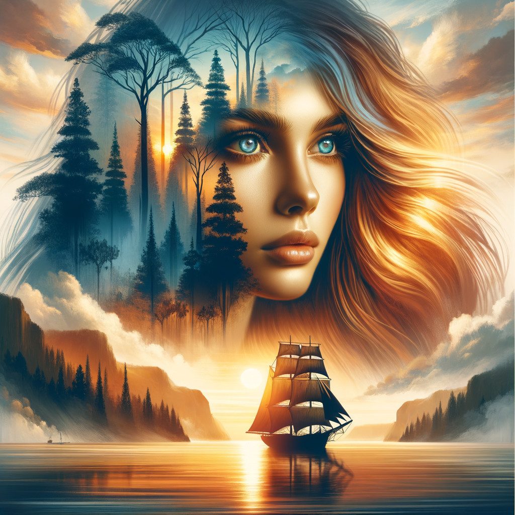 Serene Landscape with Striking Female Silhouette