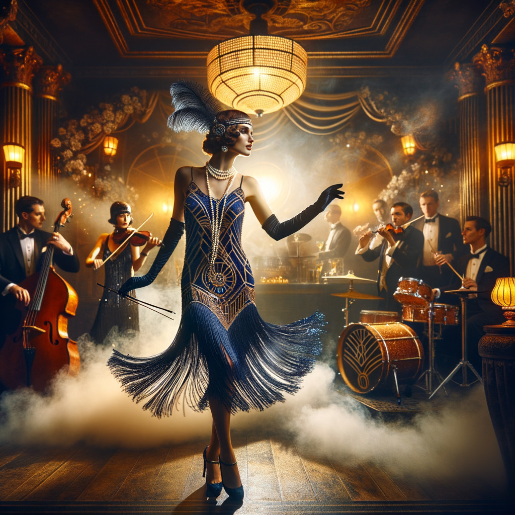 Flapper Dancer in Luxurious Jazz Club Atmosphere