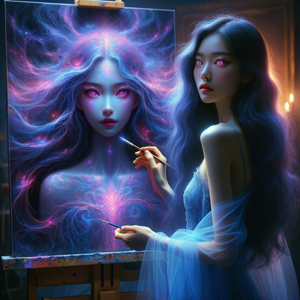 Mystical Artist Creates Vibrant Ethereal Portrait