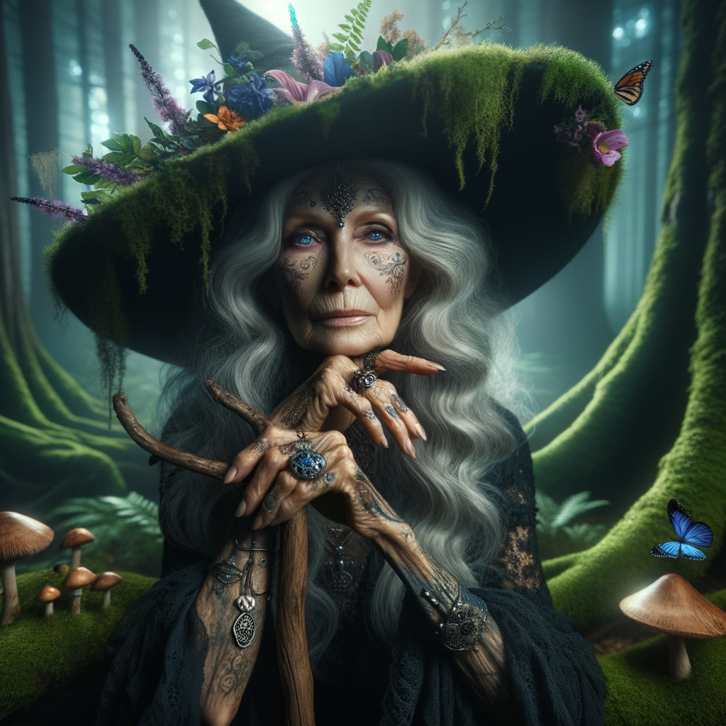 Mystical Woman in Enchanted Forest Setting