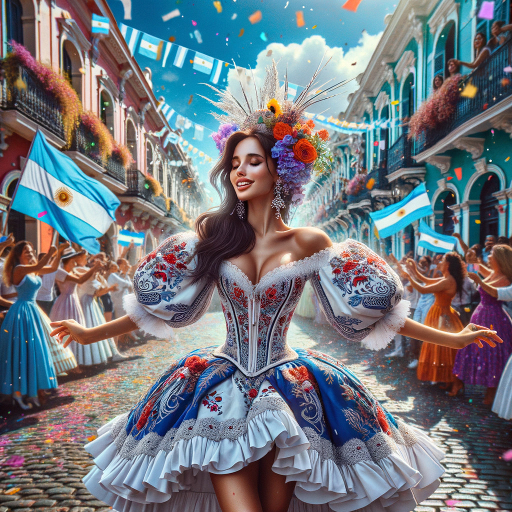 Vibrant street festival with colorful dress and decorations