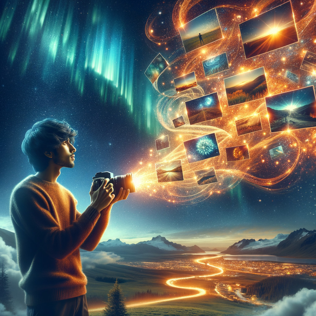 Young man captures aurora borealis over serene river