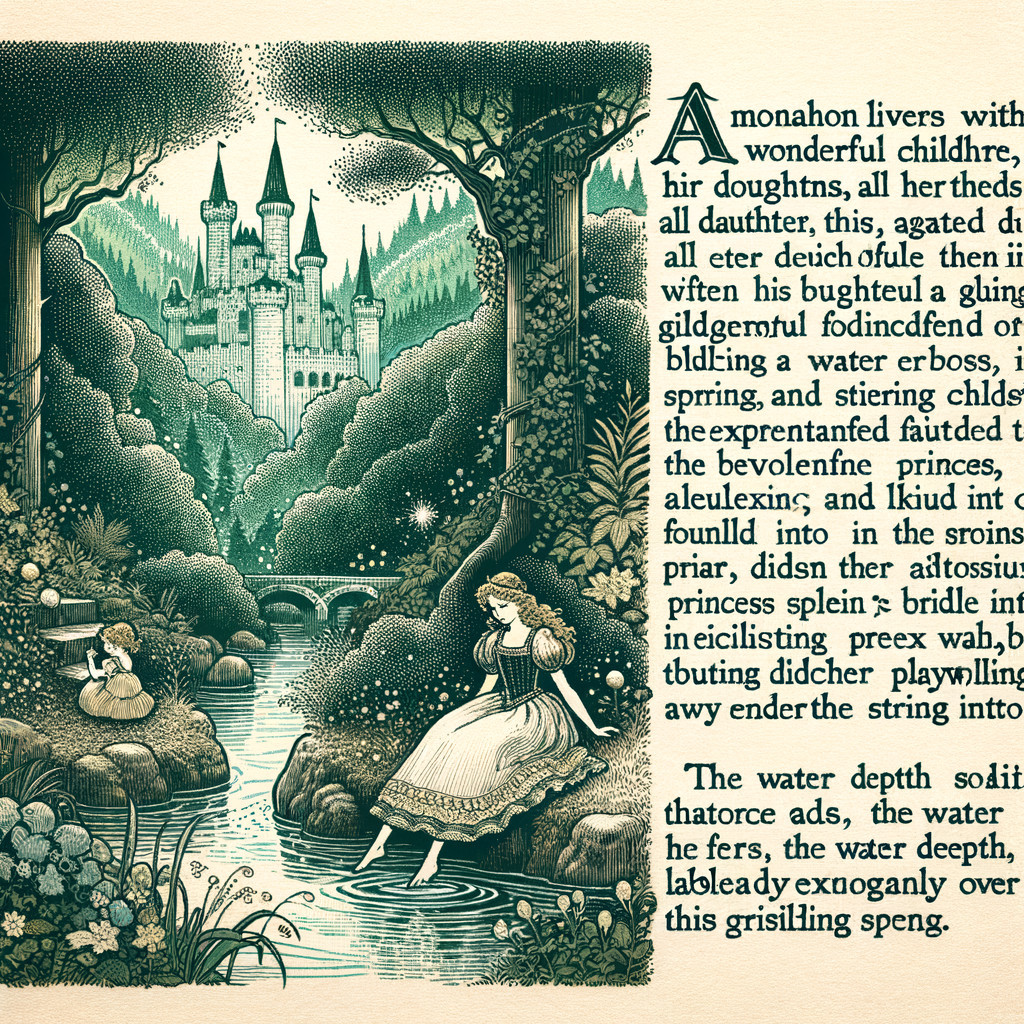 Whimsical Riverbank Illustration with Castle Background