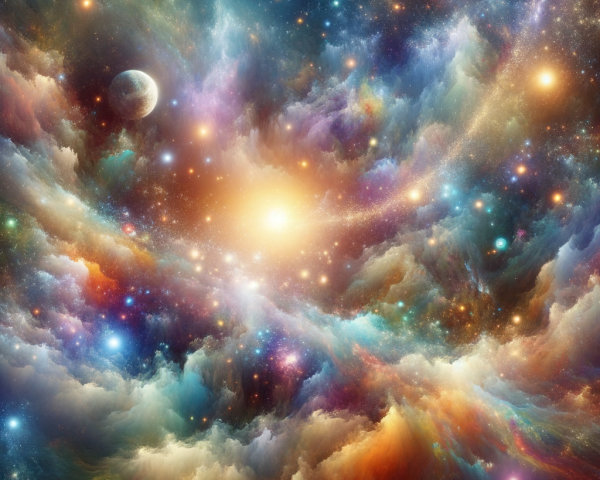 Vibrant Cosmic Scene with Nebulas and Twinkling Stars