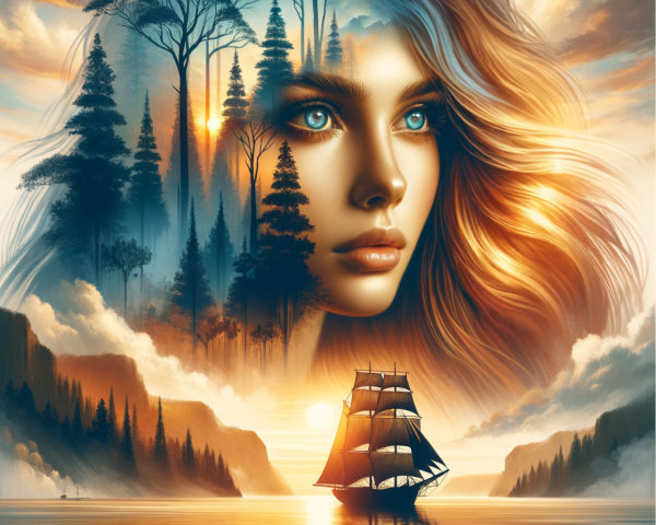 Serene Landscape with Striking Female Silhouette