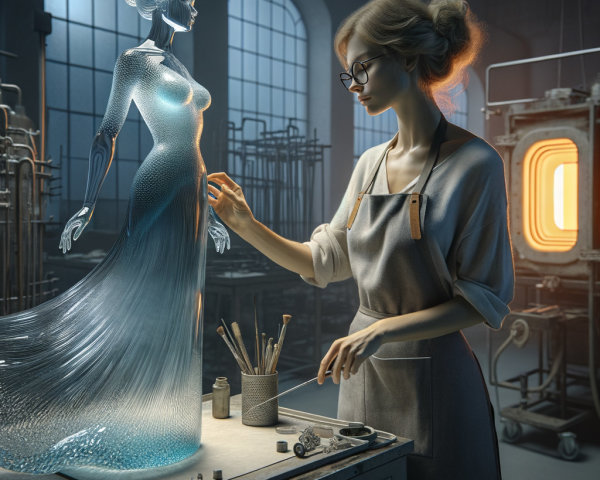 Artisan Detailing Glass Figure in Workshop Setting