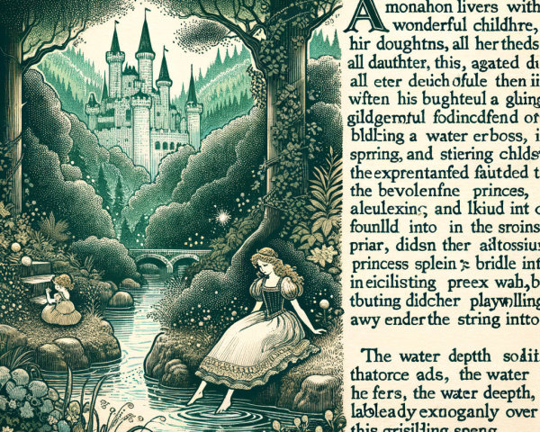 Whimsical Riverbank Illustration with Castle Background