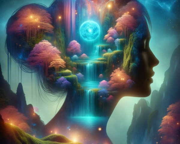 Portrait of a Woman's Silhouette with Vibrant Landscapes
