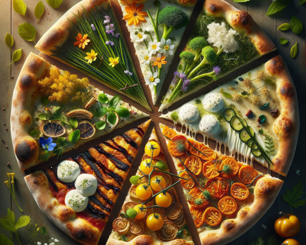 Artistic Vegetable Pizza with Colorful Toppings